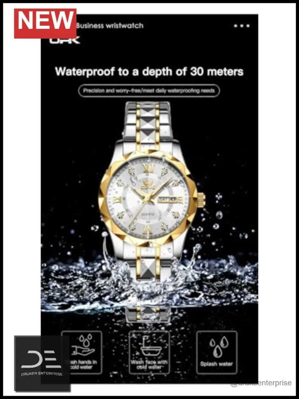 Stainless Steel Luminous Waterproof Dress Watch
